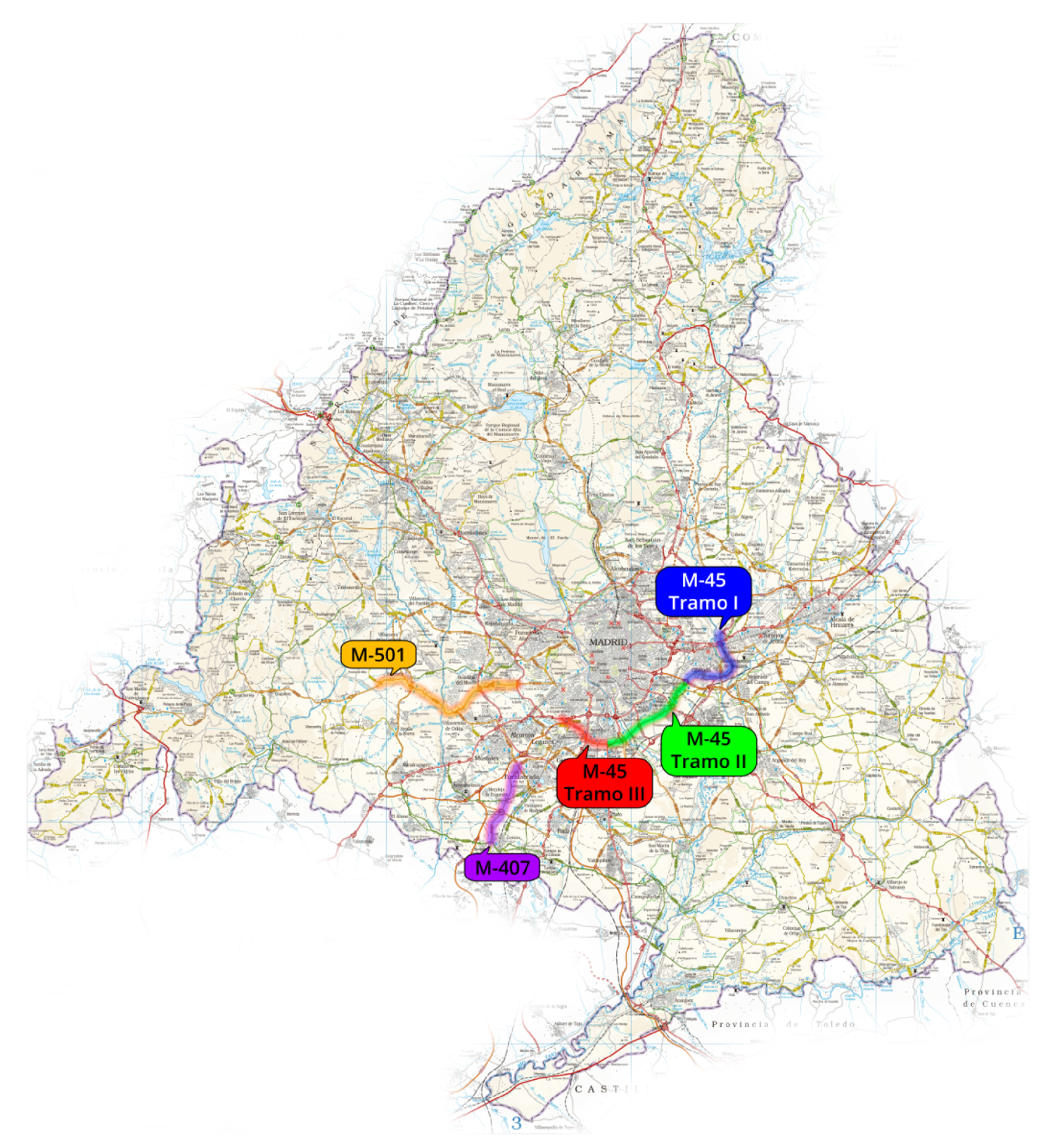 Figure 1.1.4.8 : Péages fictifs dans la région de Madrid